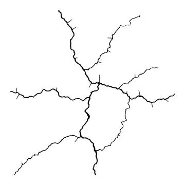 Split lines in the concrete or large fissures in the wall on a white background. Stock Illustration