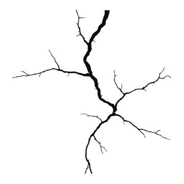 Split lines in the concrete or large fissures in the wall on a white background. Stock Illustration