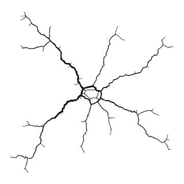 Split lines in the concrete or large fissures in the wall on a white background. Illustrazione stock