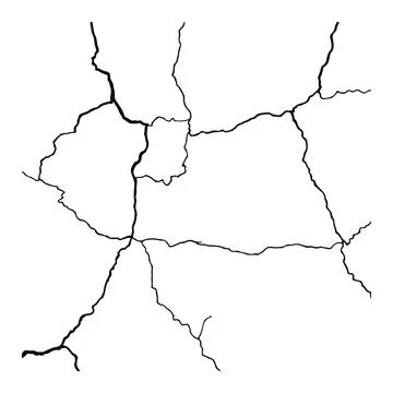 Split lines in the concrete or large fissures in the wall on a white background. Stock Illustration