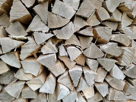 Split Logs on Firewood Pile Stock Photos