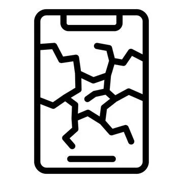 Split mobile screen icon outline vector. Broken display device Stock Illustration