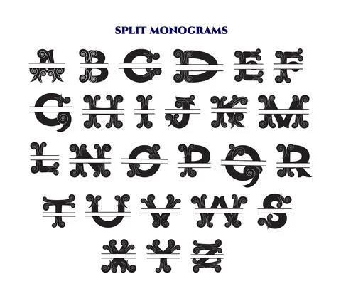Split monogram alphabet. Vector cut files. Decorative Letters Stock Illustration