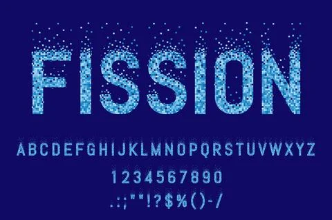 Split mosaic pixel font, fission typeface or type Ilustración de archivo