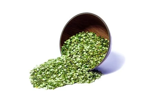 Split Mung bean, green moong dal in wooden bowl. Green Mung Beans Also Know a Stock Photos