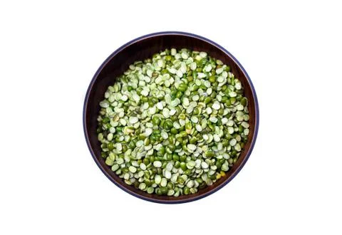 Split Mung bean, green moong dal in wooden bowl. Green Mung Beans Also Know a Stock Photos