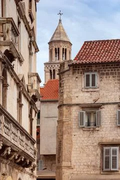 Split. Old stone medieval tower. Stock Photos