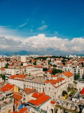 Split, old town, Croatia. View from the tower-bell tower to the Stock Photos