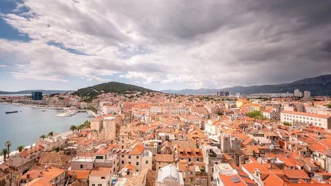 Split old town panorama 4K Stock Footage 69820813