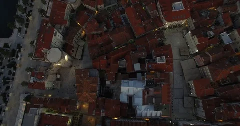 Split Old Town Sunrise Overhead Stock Footage 118322086