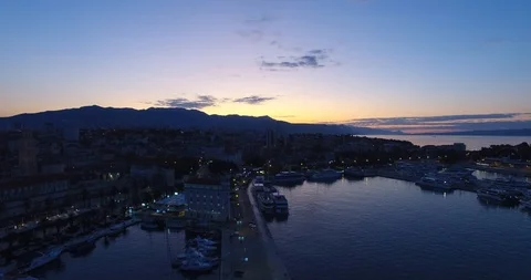 Split Old Town Twilight hour Stock Footage 118321895