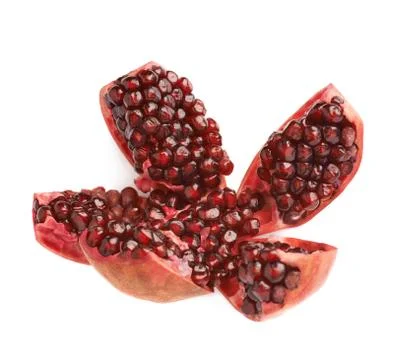 Split open pomegranate fruit Stock Photos