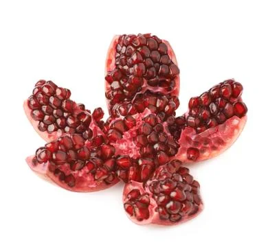 Split open pomegranate fruit Stock Photos