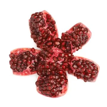 Split open pomegranate fruit Stock Photos