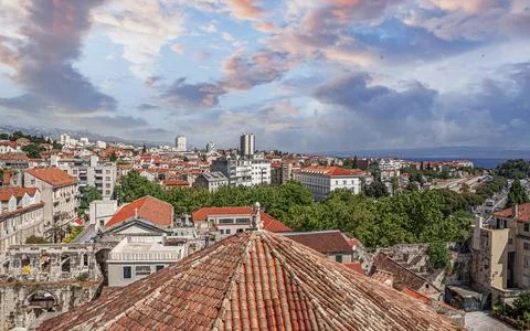 Split. Panoramic view of the old town, Croatia. Stock Photos