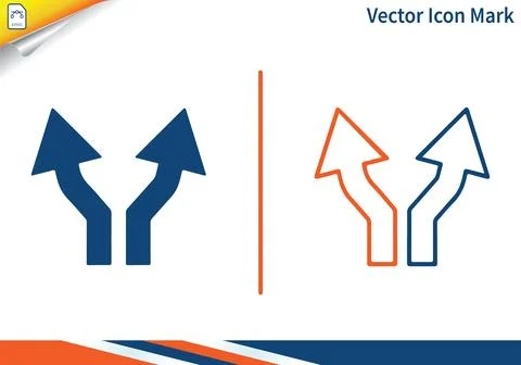 Split path directional arrows vector flat and outline icon. Stock Illustration