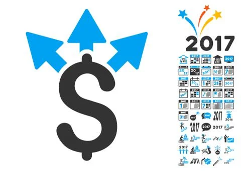 Split Payment Icon With 2017 Year Bonus Symbols Stock Illustration