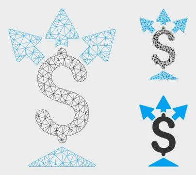 Split Payment Vector Mesh Carcass Model and Triangle Mosaic Icon 스톡 일러스트