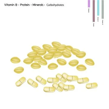 Split Pea with Vitamin B, Protein, Minerals and Carbohydrates Stock Illustration