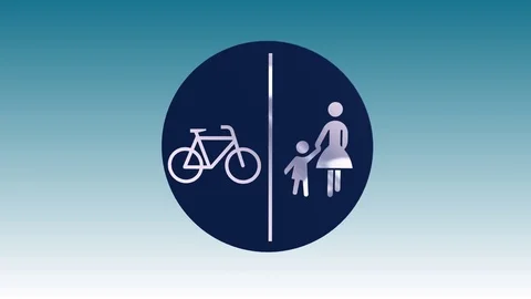 Split pedestrian &amp; bicycle path Video stock 71267987