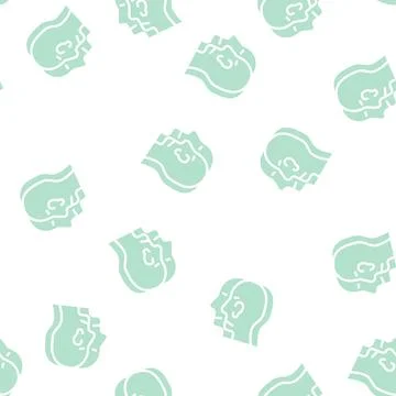 Split personality glyph vector seamless pattern black Illustrazione stock