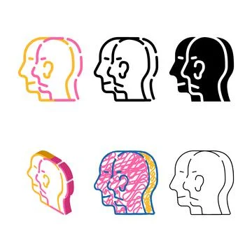 Split personality looks color icon vector Stock Illustration