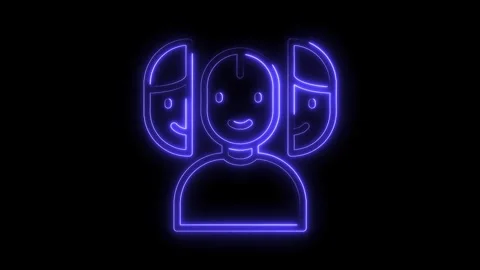 Split personality neon outline animation on black background for psychologi.. Stock Footage 314539608