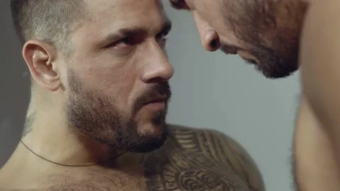 Split personality, schizophrenia, psychological problems. Man talking with Stock Footage 148291518