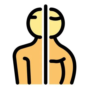 Split personality showing different sides of mind divided self Stock Illustration