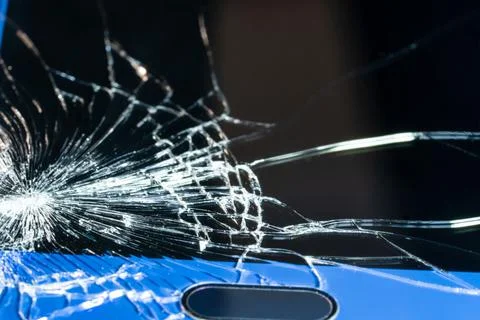 The split phone screen after the fall Stock Photos
