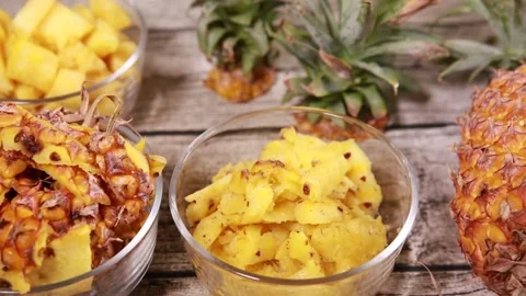 Split pineapple parts (1) Stock Footage 202159490