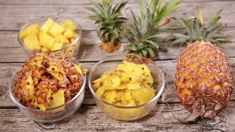 Split pineapple parts (2) Video stock 202159539