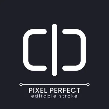 Split pixel perfect white linear ui icon for dark theme Stock Illustration