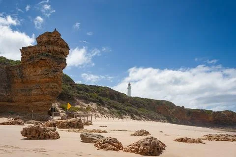 Split Point lighthouse located near Melbourne, Victoria, Australia Stock Photos