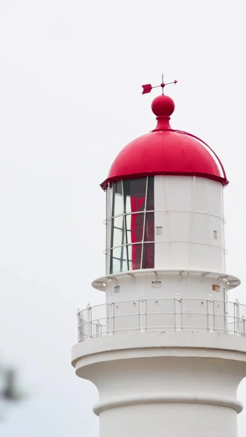 Split Point Lighthouse in Overcast Sky Stock Footage 305015236