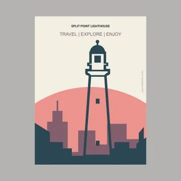 Split Point Lighthouse Victoria, Australia Vintage Style Landmark Poster Temp Ilustración de archivo