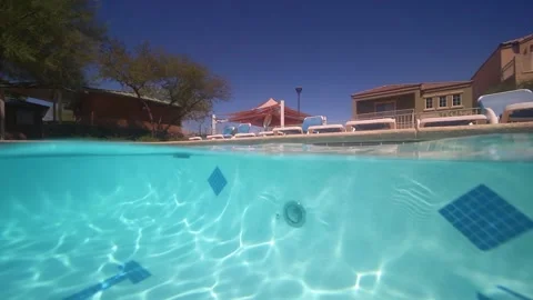 Split Pool Underwater and Neighborhood Stationary Shot in Las Vegas Suburbs Stock Footage 339816484