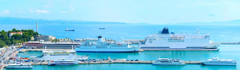 Split port panorama Stock Photos