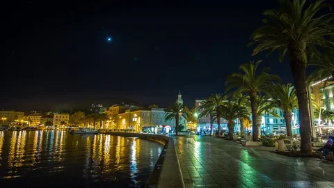 Split Promenade by night 스톡 동영상 69822249