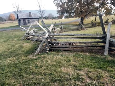 Split rail fence in a field Stock Photos