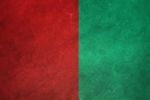 Split red and green textured background with a grunge cement wall look. Per.. Illustrazione stock