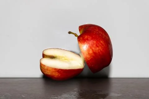 Split Red Apple Background Stock Photos