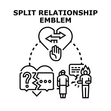 Split relationship emblem reflecting couple communication problems Stock Illustration
