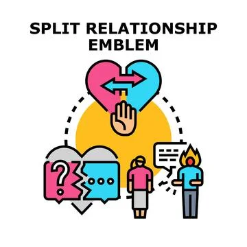 Split relationship emblem reflecting couple communication problems Stock Illustration