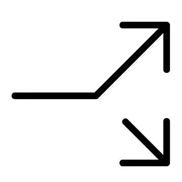 Split, up right and down right road arrow Vector Icon, Lineal style icon Stock Illustration