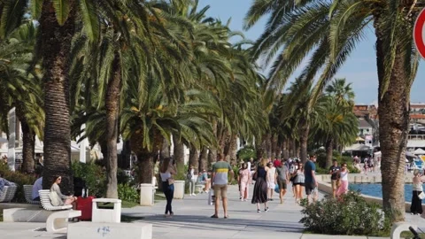 Split Riva boardwalk with tourists. Stock Footage 169615976