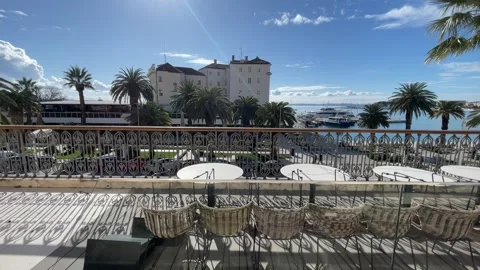 Split Riva Promenade and Marina View from Terrace - Establishing Shot Stock Footage 328009993