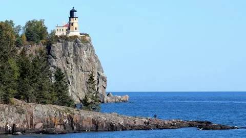 Split Rock Light House and Lake Superior in Minnesota Stock Footage 165228768