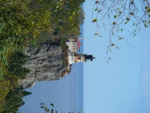 Split rock lighthouse along the north short of Lake Superior in Minnesota Stock Photos