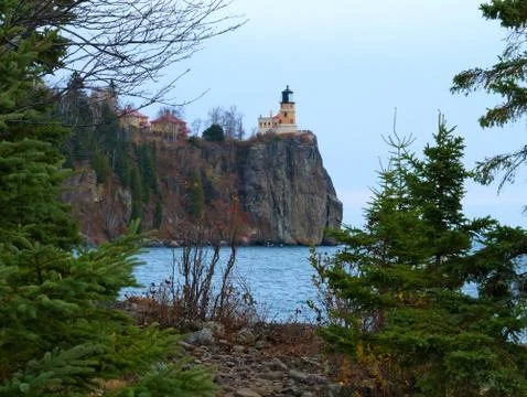 Split Rock Lighthouse on Lake Superior north shore near Duluth Minnesota Stock Photos